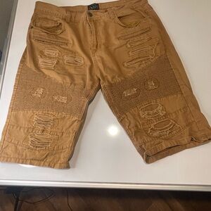 Men's Distressed Brown Jean Shorts